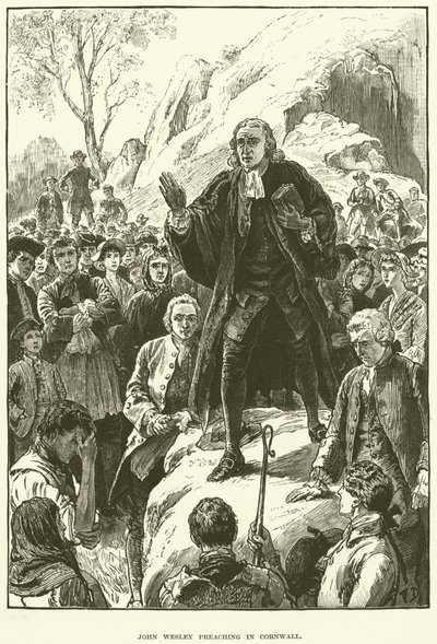 John Wesley, predikar i Cornwall (gravyr) av English School
