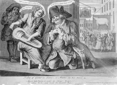 John of Gant in Love, eller Mars på knä, 1749 av English School