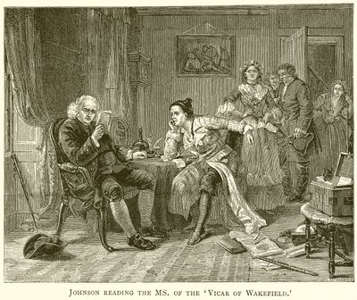 Johnson läser Ms of the Vicar of Wakefield av English School