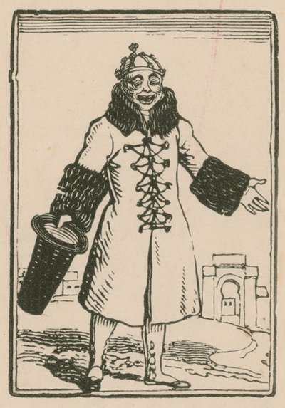 Joseph Grimaldi som clown som sjunger All the World i Paris, Surrey Theatre, 1814 av English School