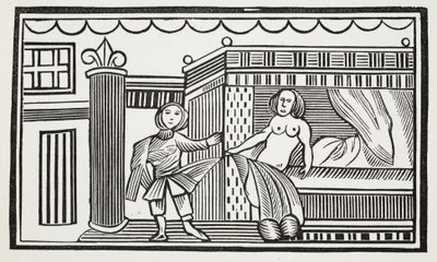 Joseph och hans älskarinna, illustration från Chap-books of the Eighteenth Century av John Ashton, pub. 1882 av English School