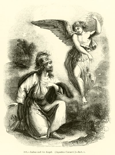 Joshua och ängeln, Agostino Carracci, Joshua v (gravyr) av English School