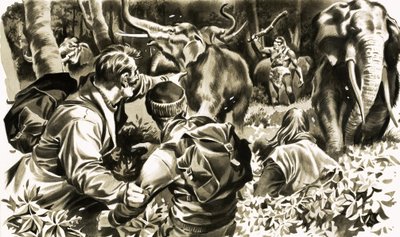 Resa till jordens centrum. Illustration från följetong av Jules Verne av English School