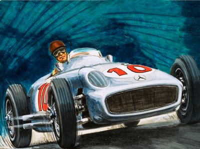 Juan Manuel Fangio kör en Mercedes-Benz av English School