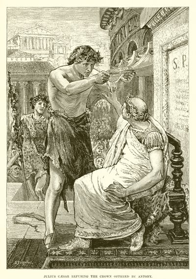 Julius Caesar vägrar kronan som Antonius erbjuder av English School
