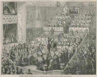 Julliens konsertorkester och fyra militärband på Covent Garden Theatre av English School