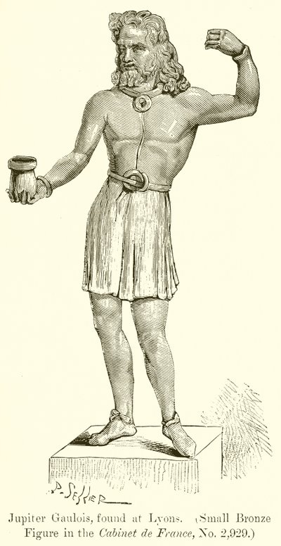 Jupiter Gaulois funnen i Lyon. (Liten bronsfigur i Cabinet de France, nr 2.929) (gravyr) av English School