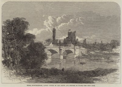 Kelso, Roxburghshire, nyligen besökt av prinsen och prinsessan av Wales (gravyr) av English School