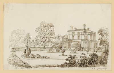 Kensington Palace Gardens; daterad 27 augusti 1857 (bläck på papper) av English School