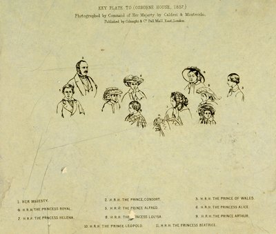 Nyckelskylt till porträtt av kungafamiljen i Osborne House, 1857 (se 190050) av English School