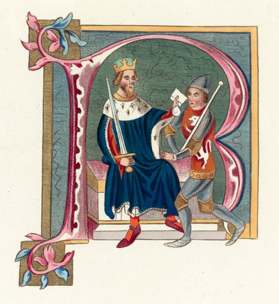 King Edward II (färgad gravyr) av English School
