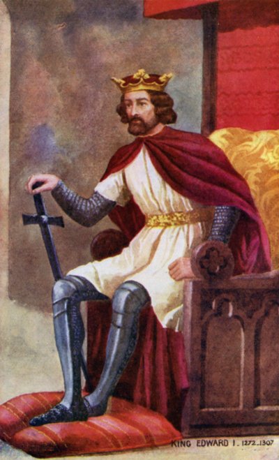 Kung Edward I (färglitografi) av English School