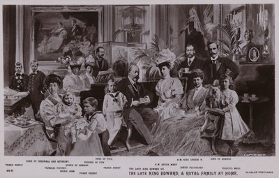 Kung Edward VII och hans familj (litho) av English School