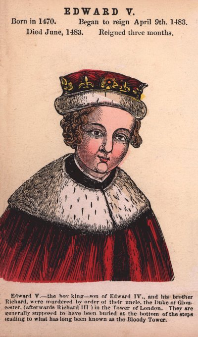 King Edward V (färgad gravyr) av English School