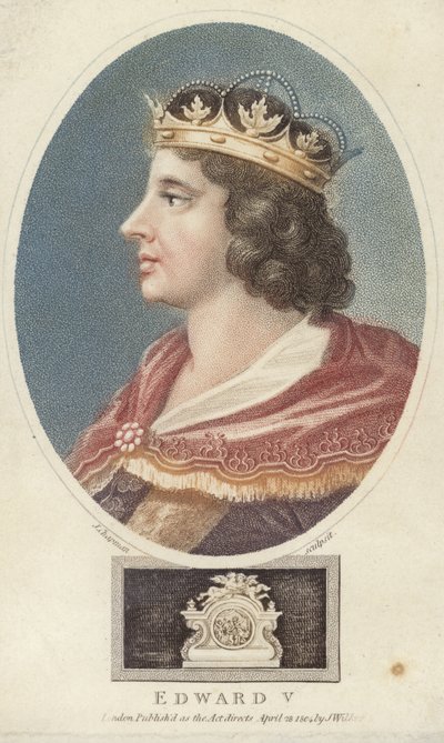 Kung Edward V av England (färggravyr) av English School
