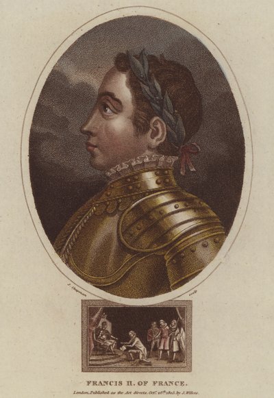 Kung Frans II av Frankrike (färgad gravyr) av English School