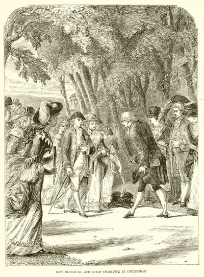 Kung Georg III. och drottning Charlotte i Cheltenham av English School