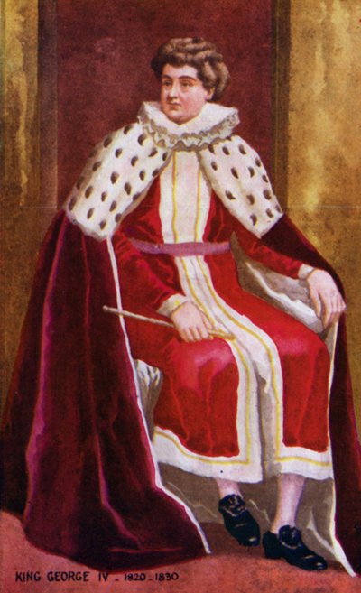 Kung George IV (färglitografi) av English School