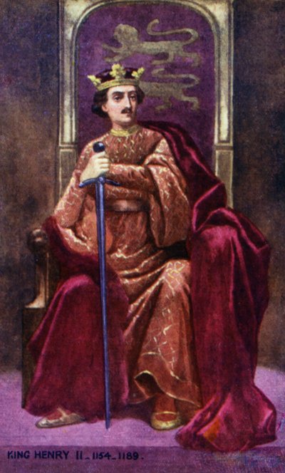 Kung Henrik II (färglitografi) av English School