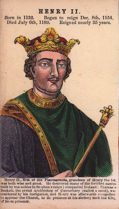 Kung Henrik II (färgad gravyr) av English School