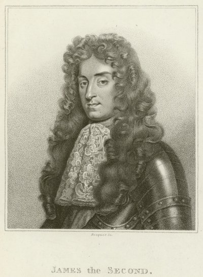 King James II (gravyr) av English School