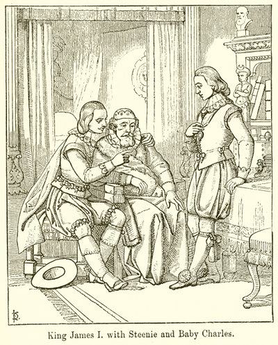 King James I med Steenie och Baby Charles av English School