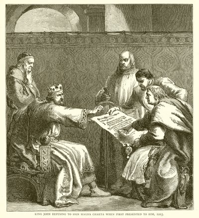 Kung John vägrade att ta emot tecknet Magna Charta när det först presenterades för honom, 1215 av English School