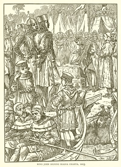 Kung John undertecknade Magna Charta, 1215 av English School