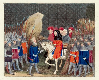 Kung Richard II förrådd (färgad gravyr) av English School