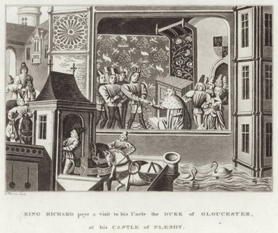 Kung Richard besöker sin farbror hertigen av Gloucester vid hans slott Pleshy av English School