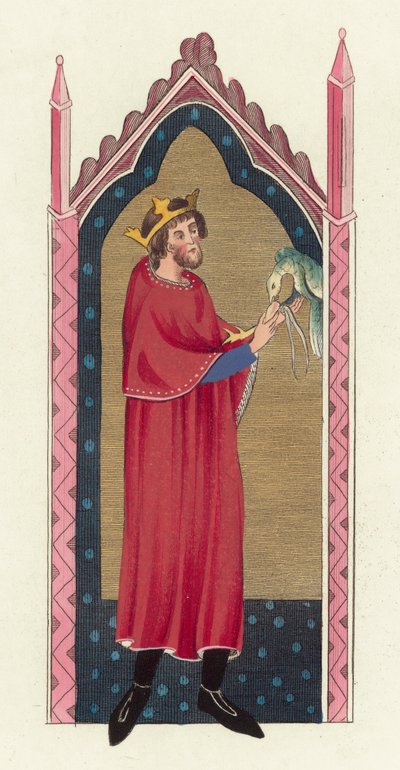 King Stephen (färgad gravyr) av English School