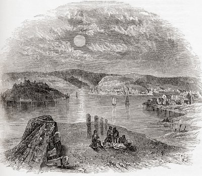 Kinsale, County Cork, Irland på 1800-talet, från Old England: Ett bildmuseum, pub. 1847 av English School