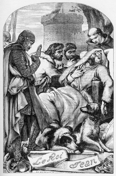 La Vie et la Mort du roi Jean (Kung Johns liv och död) - (John Lackland) Illustration i "" Works completes de William Shakespeare"" 1866 - Illustrationerna och den allmänna formen för denna utgåva är lånade från Cassells illustrerade Shakespeare, pub av English School