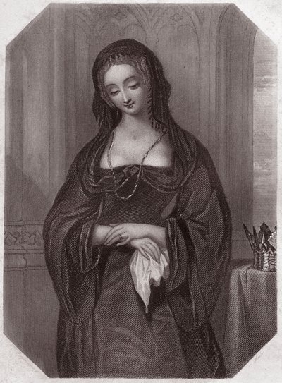 Lady Grey (Henry VI) (Henry VI) (Elizabeth Woodville) i - "" Galerie des femmes de Shakespeare, samling av fyrtiofem seriösa porträtt av tidiga Londonkonstnärer, berikade med kritiska och litterära notiser""" cirka 1838 - från " ” Gallery of the women of av English School