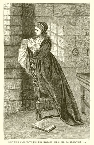 Lady Jane Gray ser hur hennes man leds till avrättning, 1554 av English School