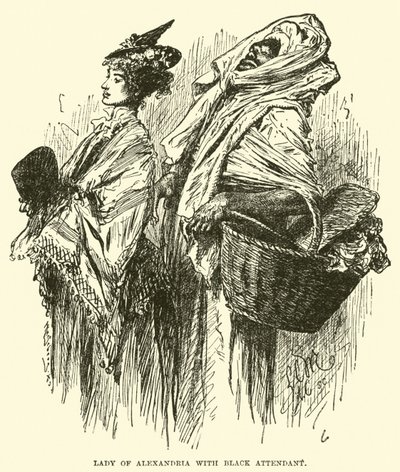 Lady of Alexandria med svart skötare av English School