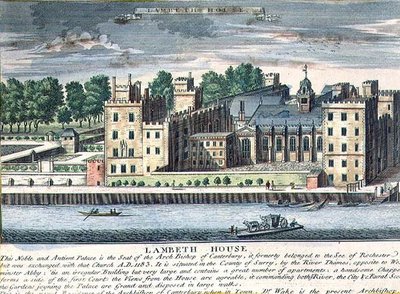 Lambeth House, residens för ärkebiskopen av Canterbury, c.1715-37 (gravyr) av English School