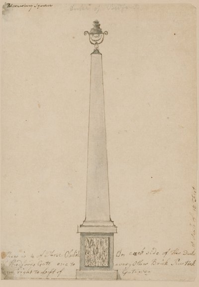 Lampa nära Bedford House, London, nedtagen 1799 av English School