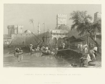 Landstigningsplats i en liten hamn på Rhodos, 1837 av English School