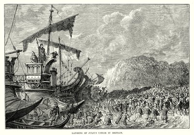Landning av Julius Caesar i Storbritannien (gravyr) av English School