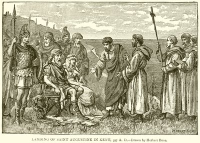 Saint Augustine landning i Kent, 597 A.D. av English School