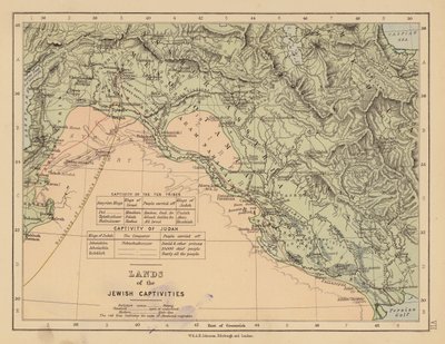 De judiska fångarnas land (färglitografi) av English School