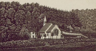 Langrishs kyrka (litografi) av English School
