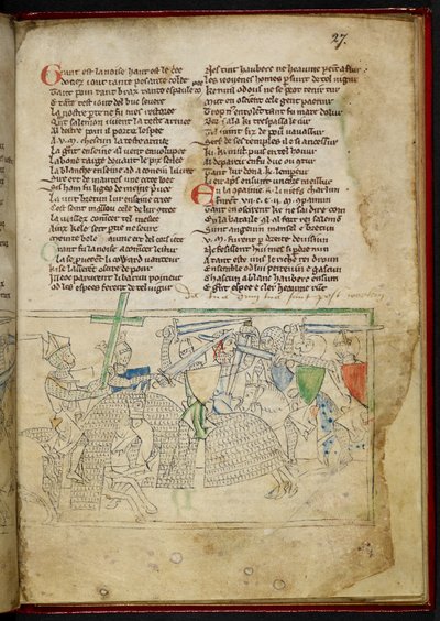 Lansdowne 782 f.27r En strid mellan riddare, från 