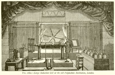 Stor induktionsspole vid Old Polytechnic Institution, London av English School