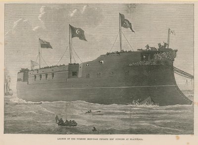 Lansering av den turkiska järnklädda fregatten Mes Oudiyeh vid Blackwall av English School