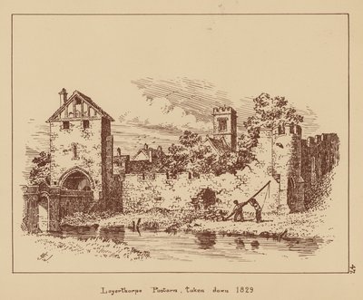 Layerthorpe Postern, nedtagen 1829 (litografi) av English School