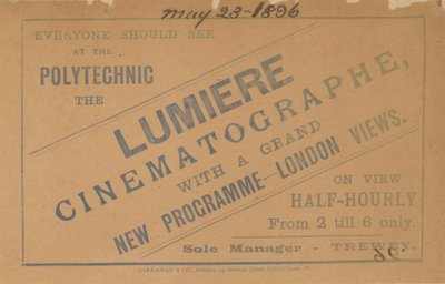 Broschyr reklam Lumiere Cinematograph av English School