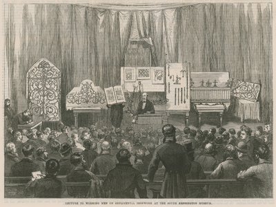 Föreläsning för arbetande män om prydnadsjärn på South Kensington Museum av English School