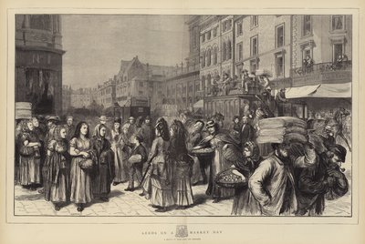 Leeds på en marknadsdag (gravyr) av English School